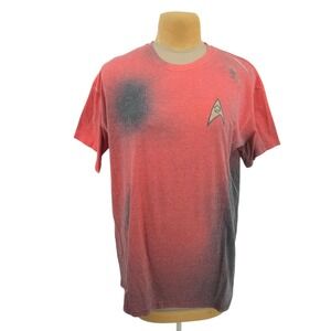 Star Trek Mens 3X Red Distressed Ombre Short Sleeve Graphic T-Shirt Logo Vision